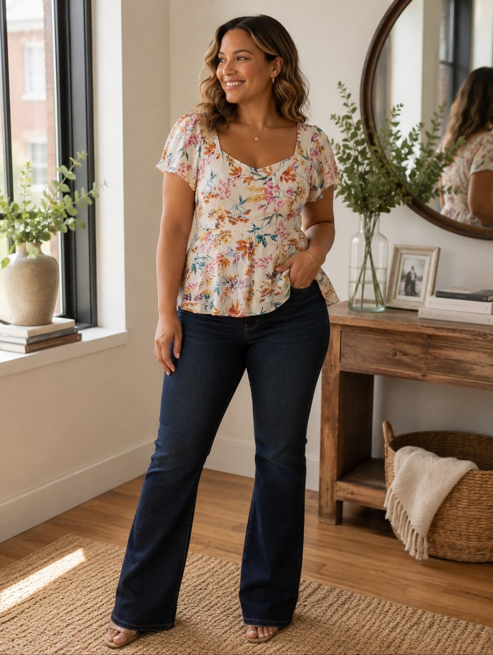 Torrid Floral Babydoll Top Flutter Sleeve Peplum Blouse Scoop Neckline Size 2X - Picture 4 of 9